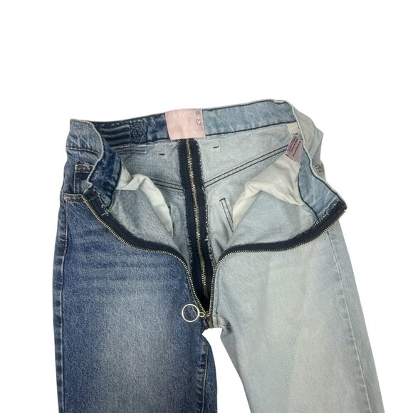 REVICE Ying Yang High Waisted Crop Jeans Size 28 Waist Tonal Two Tone Tokyo Wash - Picture 8 of 15